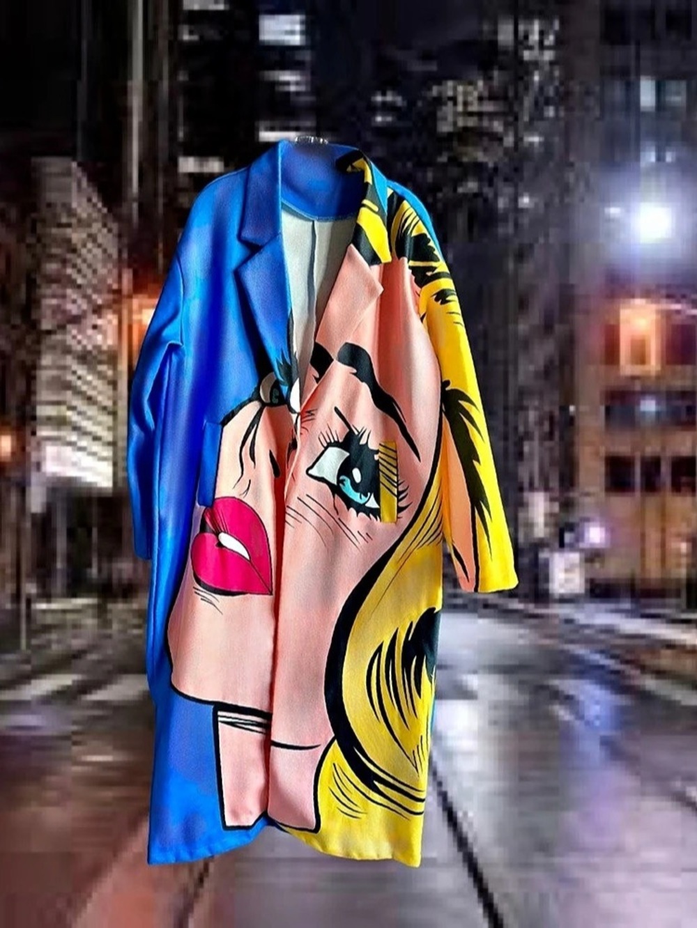 Colorful Pop Art Long Coat XXL